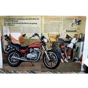 1980 Kawasaki KZ440 LTD Motorcycle 2 Page Original Print Ad vintage 80s